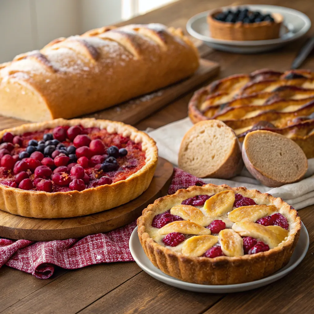 Delicious pies and bread